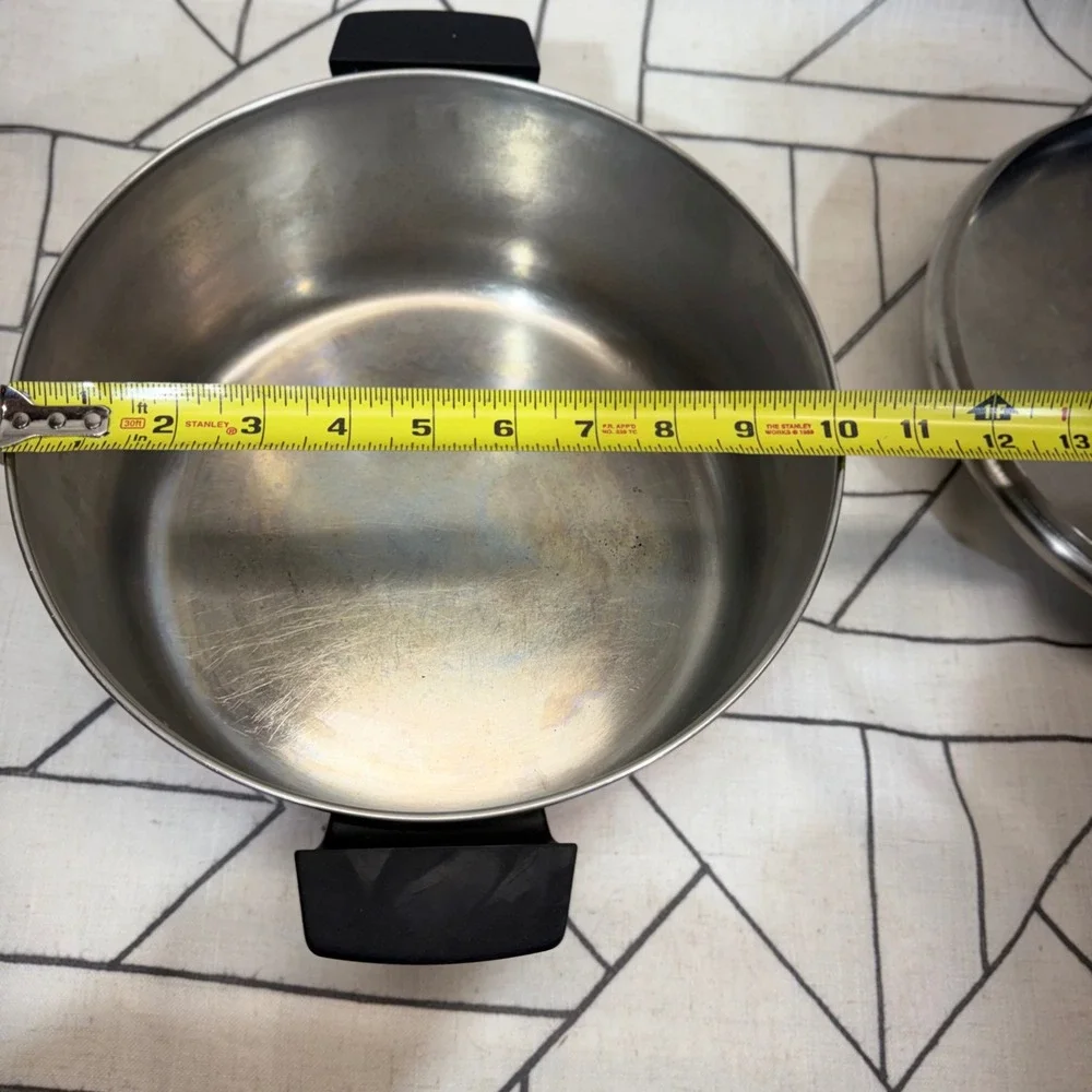 Revere Ware Stock Pot 6 Qt Silver Copper Bottom 1801 Stainless Steel Lid
